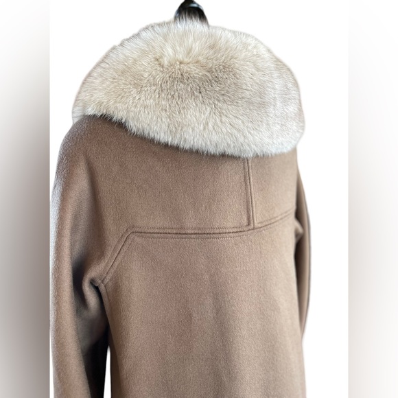 100% Wool Camel Mid-Length Trench Coat Vintage 60’s Blue Fox Collar Medium Vntg - Picture 15 of 16